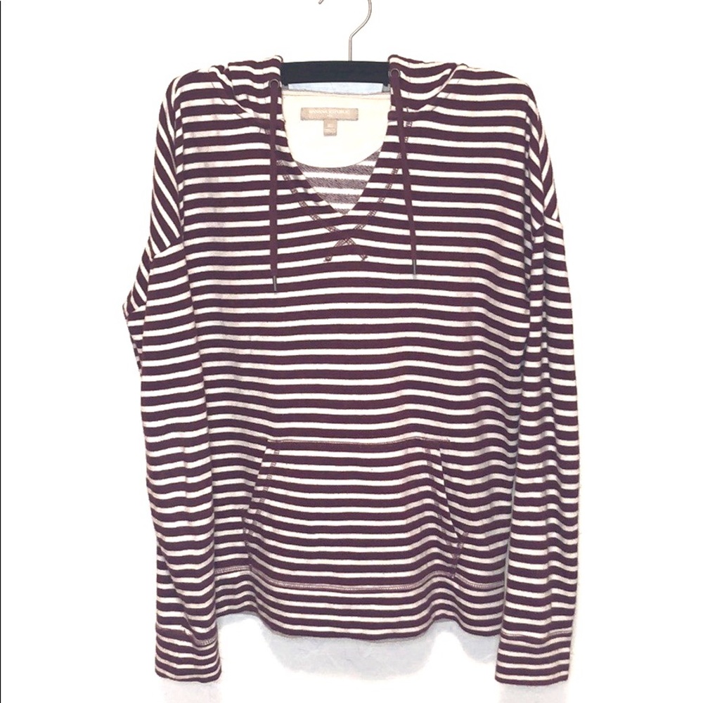 Banana Republic Striped Hoodie Maroon/White XS
